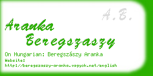aranka beregszaszy business card